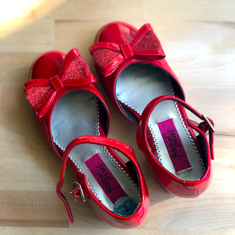 Girls red sparkly fancy shoes